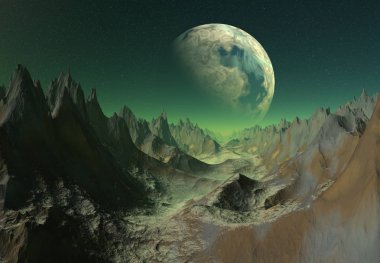 3D Yapılandırılmış Fantezi Uzaylı Manzarası - 3D Görüntü