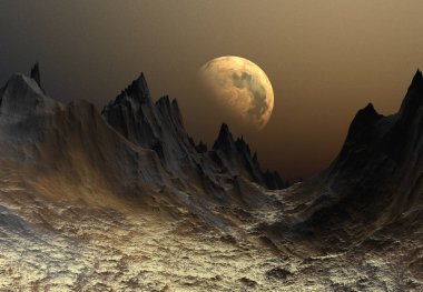 3D Yapılandırılmış Fantezi Uzaylı Manzarası - 3D Görüntü