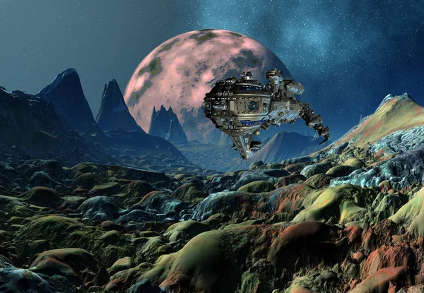 Renderelt Fantasy Alien Landscape Illusztráció — Stock Fotó