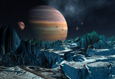 3D Yapılandırılmış Fantezi Uzaylı Manzarası - 3D Görüntü
