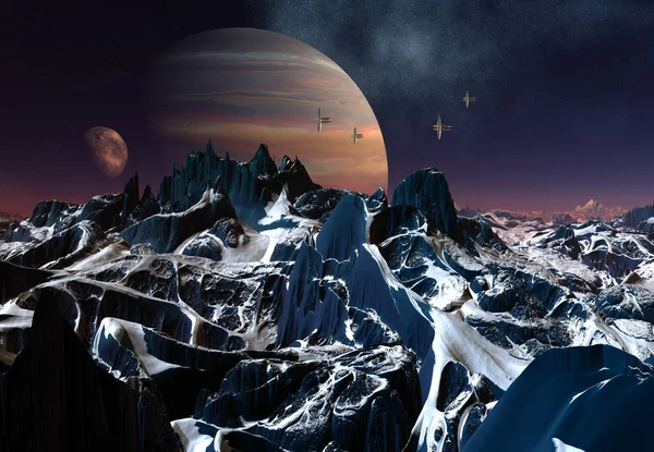 Renderelt Fantasy Alien Landscape Illusztráció — Stock Fotó