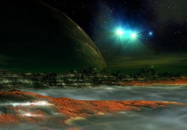 3D Yapılandırılmış Fantezi Uzaylı Manzarası - 3D Görüntü