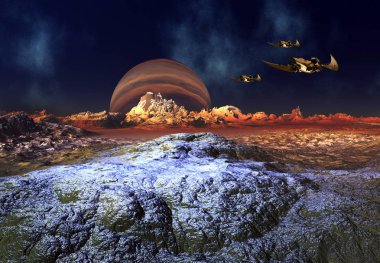 3D Yapılandırılmış Fantezi Uzaylı Manzarası - 3D Görüntü