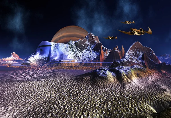 3Dレンダリングファンタジーエイリアンの風景 3Dイラスト — ストック写真