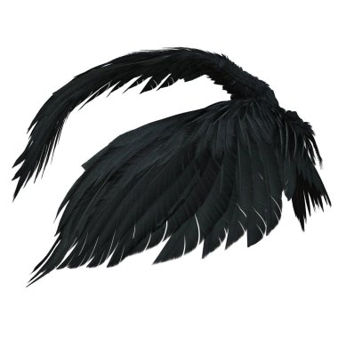 3 Boyutlu Siyah Fantezi Melek Kanatları Beyaz Arkaplanda İzole Edildi - 3 Boyutlu Görüntü