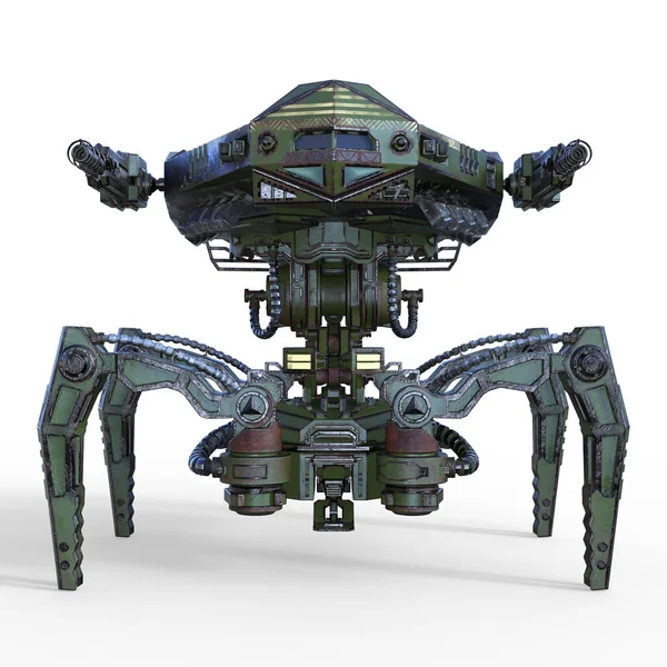 Rendered Futuristic Mechanical Robot Crab Isolated White Background Illustration — 스톡 사진