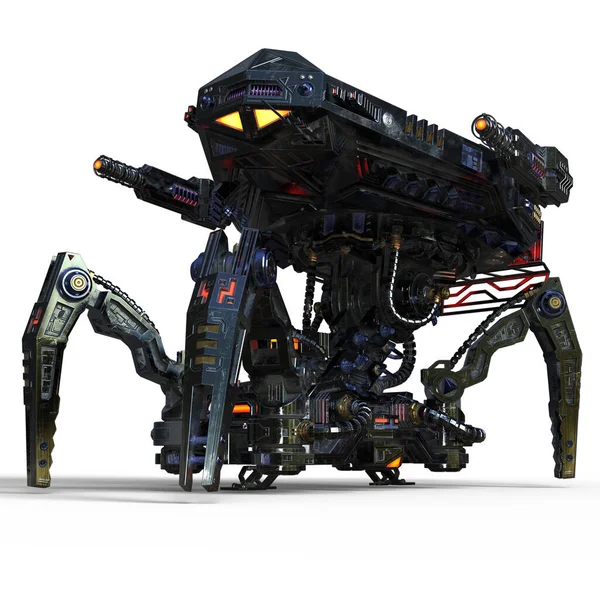 Rendered Futuristic Mechanical Robot Crab Isolated White Background Illustration — 스톡 사진
