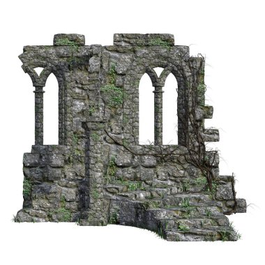3D Hazırlanmış Fantezi Ortaçağ Şatosu Harabeleri - 3D Görüntü