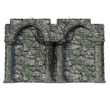 3D Hazırlanmış Fantezi Ortaçağ Şatosu Harabeleri - 3D Görüntü