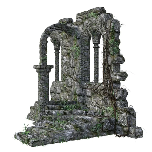 Αποδίδονται Ερείπια Μεσαιωνικού Κάστρου Φαντασίας Εικονογράφηση — Φωτογραφία Αρχείου