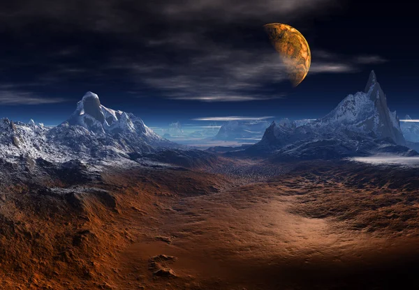 Rendering Fantasy Alien Landscape Illustration — Stockfoto