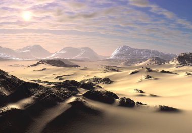 3D Yapılandırılmış Fantezi Çöl Manzarası - 3D Görüntü