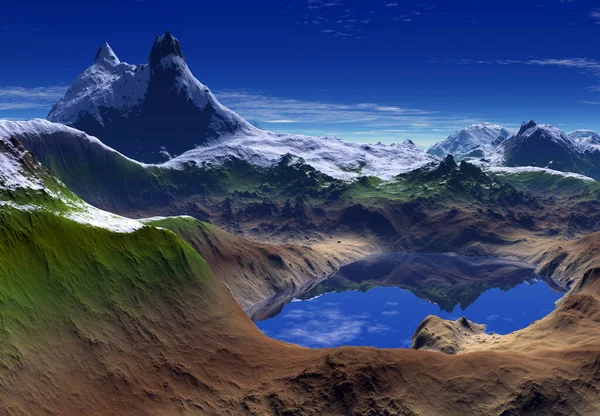 Rendered Fantasy Mountain Landschap Illustratie — Stockfoto