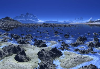 3D Hazırlanmış Fantezi Dağ Manzarası - 3D Görüntü