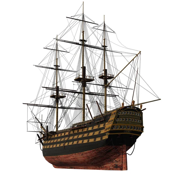 Rendering Fantasy Sailing Ship Ohne Segel Isoliert Auf Weißem Hintergrund — Stockfoto