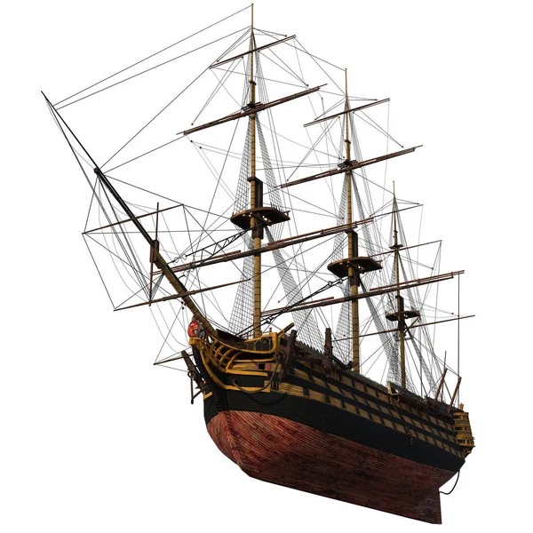 Rendering Fantasy Sailing Ship Ohne Segel Isoliert Auf Weißem Hintergrund — Stockfoto