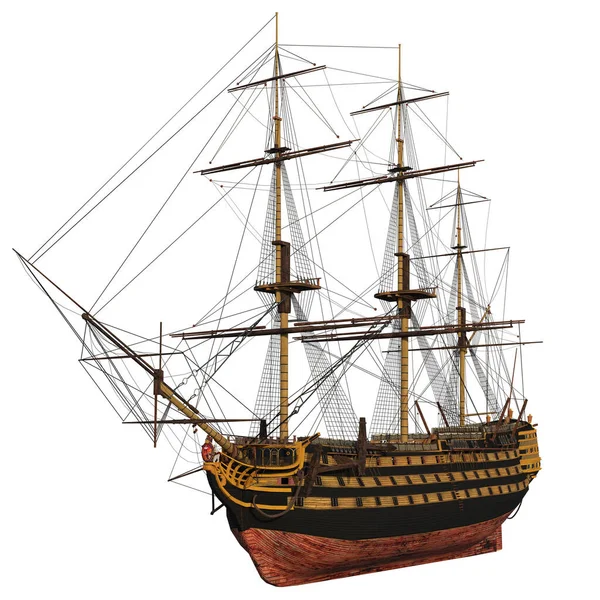 Renderowane Fantasy Sailing Ship Bez Żagli Izolowane Białym Tle Ilustracja Obrazek Stockowy