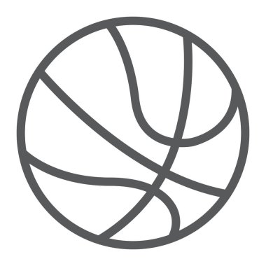 Basketbol topu satırı simgesi, spor ve oyun, oyun işareti vektör grafikleri, Doğrusal model beyaz bir arka planda eps 10.