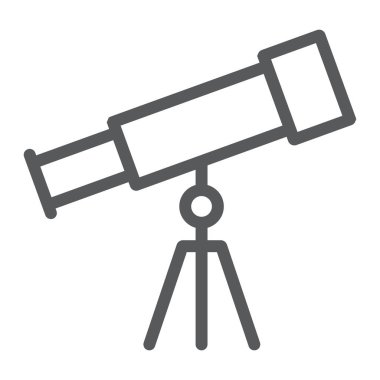 Teleskop satırı simgesi, okul ve eğitim, astronomi işareti vektör grafikleri, Doğrusal model beyaz bir arka planda eps 10.