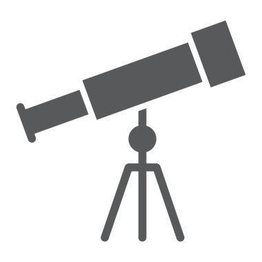 Teleskop glif simgesi, okul ve eğitim, astronomi işareti vektör grafikleri, beyaz bir arka planda eps 10 katı bir desen.