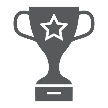 Kazanan ödül Kupası glif simgesi, okul ve spor, ödül Kupası işareti vektör grafikleri, beyaz bir arka planda eps 10 katı bir desen.