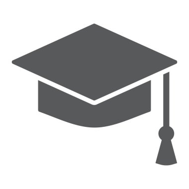 Mezuniyet kap karakter simgesi, okul ve eğitim, üniversite şapka işareti vektör grafikleri, beyaz bir arka planda eps 10 katı bir desen.