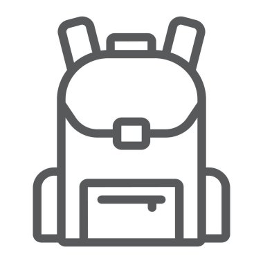 Okul çantası satırı simgesi, okul ve eğitim, işareti vektör grafikleri, Doğrusal model beyaz bir arka planda eps 10 sırt çantası.