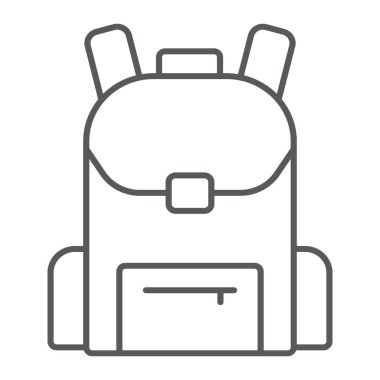 Okul çantası ince çizgi simgesi, okul ve eğitim, işareti vektör grafikleri, Doğrusal model beyaz bir arka planda eps 10 sırt çantası.