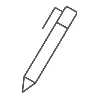 İnce çizgi simgesi, okul ve eğitim kalem, işareti vektör grafikleri, beyaz bir arka planda eps 10 doğrusal bir desen Düzenle.