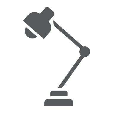 Okuma lambası glif simgesi, okul ve eğitim, tablo ışık lamba işareti vektör grafikleri, beyaz bir arka planda eps 10 katı bir desen.