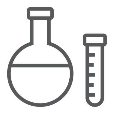 Kimya lamba satırı simgesi, okul ve eğitim, tablo ışık lamba işareti vektör grafikleri, Doğrusal model beyaz bir arka planda eps 10.