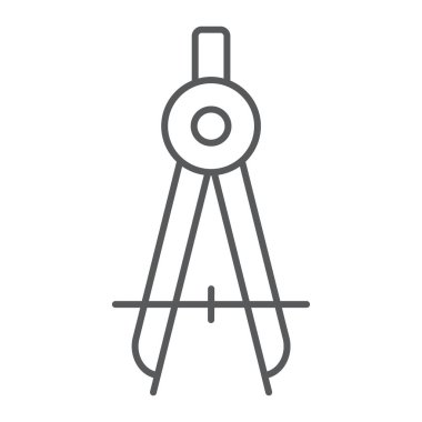 Bölücü ince çizgi simgesi, okul ve eğitim, lamba işareti vektör grafikleri, Doğrusal model beyaz bir arka planda eps 10 compass.