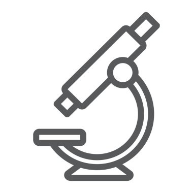 Mikroskop satırı simgesi, okul ve eğitim, bilim işareti vektör grafikleri, Doğrusal model beyaz bir arka planda eps 10.