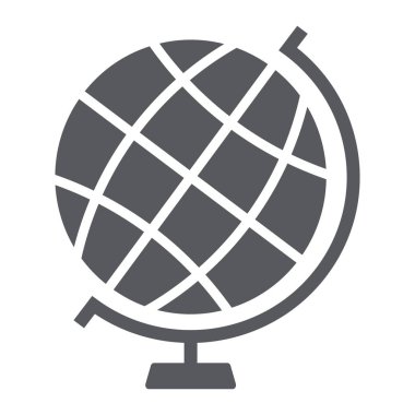 Glif simge, dünya ve dünya, Coğrafya işareti vektör grafikleri, beyaz bir arka planda eps 10 katı bir desen.