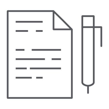 Quiz ince çizgi simgesi, okul ve eğitim, sınav işareti vektör grafikleri, Doğrusal model beyaz bir arka planda eps 10.