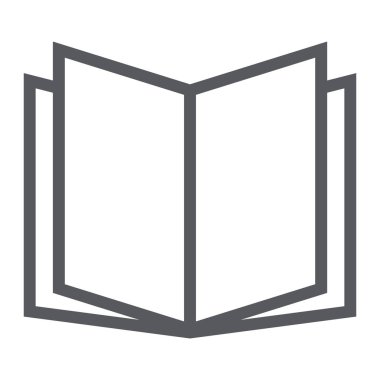 Açık kitap satırı simgesi, okul ve eğitim, bilgi işareti vektör grafikleri, Doğrusal model beyaz bir arka planda eps 10.