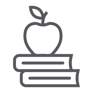 Apple kitaplar satırı simgesi, okul ve eğitim Kütüphane işareti vektör grafikleri, Doğrusal model beyaz bir arka planda eps 10.