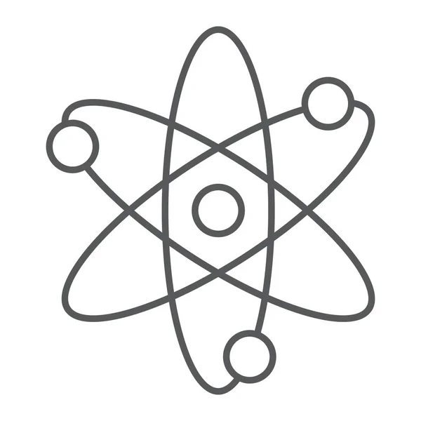 Atom tenké čáře, školy a vzdělávání, fyzika podepsat vektory, lineární vzor na bílém podkladu, eps 10. — Stockový vektor