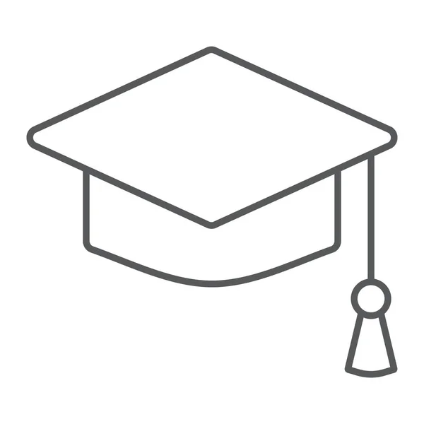Εικονίδιο λεπτή γραμμή καπάκι αποφοίτηση, σχολείο και εκπαίδευση, Πανεπιστήμιο καπέλο σημάδι διανυσματικά γραφικά, ένα γραμμικό σε λευκό φόντο, eps 10. — Διανυσματικό Αρχείο