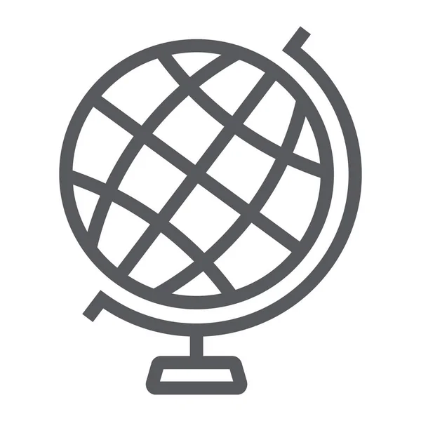 Icono de línea de globo, tierra y mundo, gráficos vectoriales de signos geográficos, un patrón lineal sobre un fondo blanco, eps 10 . — Archivo Imágenes Vectoriales