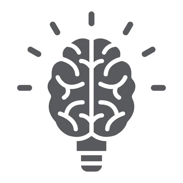 Icona del glifo del cervello della lampadina, scuola ed istruzione, grafica vettoriale del segno di conoscenza, un modello solido su uno sfondo bianco, eps 10 . — Vettoriale Stock