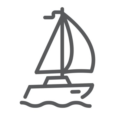 Yelken Yat satırı simgesi, seyahat ve Turizm, Yelkenli işareti vektör grafikleri, Doğrusal model beyaz bir arka planda eps 10.