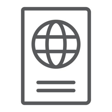 Pasaport satırı simgesi, seyahat ve Turizm, kimlik işareti vektör grafikleri, Doğrusal model beyaz bir arka planda eps 10.