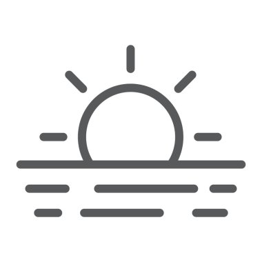 Deniz işareti vektör grafikleri, Doğrusal model beyaz bir arka planda eps 10 gün batımı satırı simgesi, seyahat ve Turizm,.