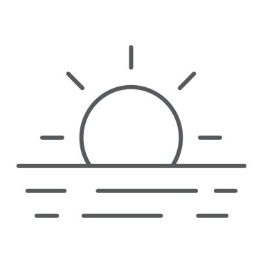 Deniz işareti vektör grafikleri, Doğrusal model beyaz bir arka planda eps 10 gün batımı ince çizgi simgesi, seyahat ve Turizm,.