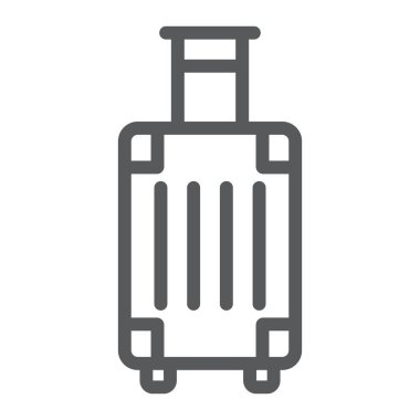 Bagaj satırı simgesi, seyahat ve Turizm, seyahat çantası işareti vektör grafikleri, Doğrusal model beyaz bir arka planda eps 10.