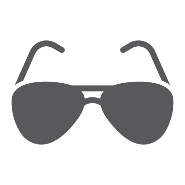 Havacı güneş gözlüğü glif simgesi, seyahat ve Turizm, vektör grafikleri, beyaz bir arka planda eps 10 katı bir desen güneş gözlüğü imzalamak.