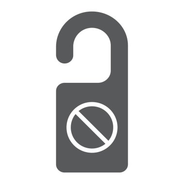 Glif simgesi, seyahat ve Turizm rahatsız etmeyin, kapı askı işareti vektör grafikleri, beyaz bir arka planda eps 10 katı bir desen.