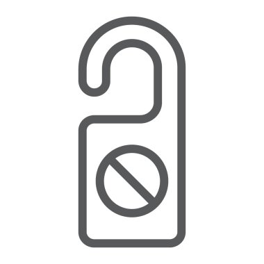 Rahatsız etmeyin simgesi, seyahat ve Turizm satır yapmak, kapı askı işareti vektör grafikleri, Doğrusal model beyaz bir arka planda eps 10.