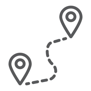 Yer işareti vektör grafikleri, Doğrusal model beyaz bir arka planda eps 10 yol satırı simgesi, seyahat ve Turizm,.